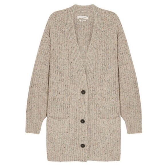 Isabel Marant Etoile Hamilton Wool Tan Gray Cardigan Oversized Size M - Picture 4 of 14